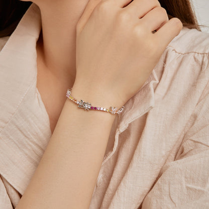 [Violet JW]Ornate Colorful Butterfly Shape Round Cut Daily Bracelet