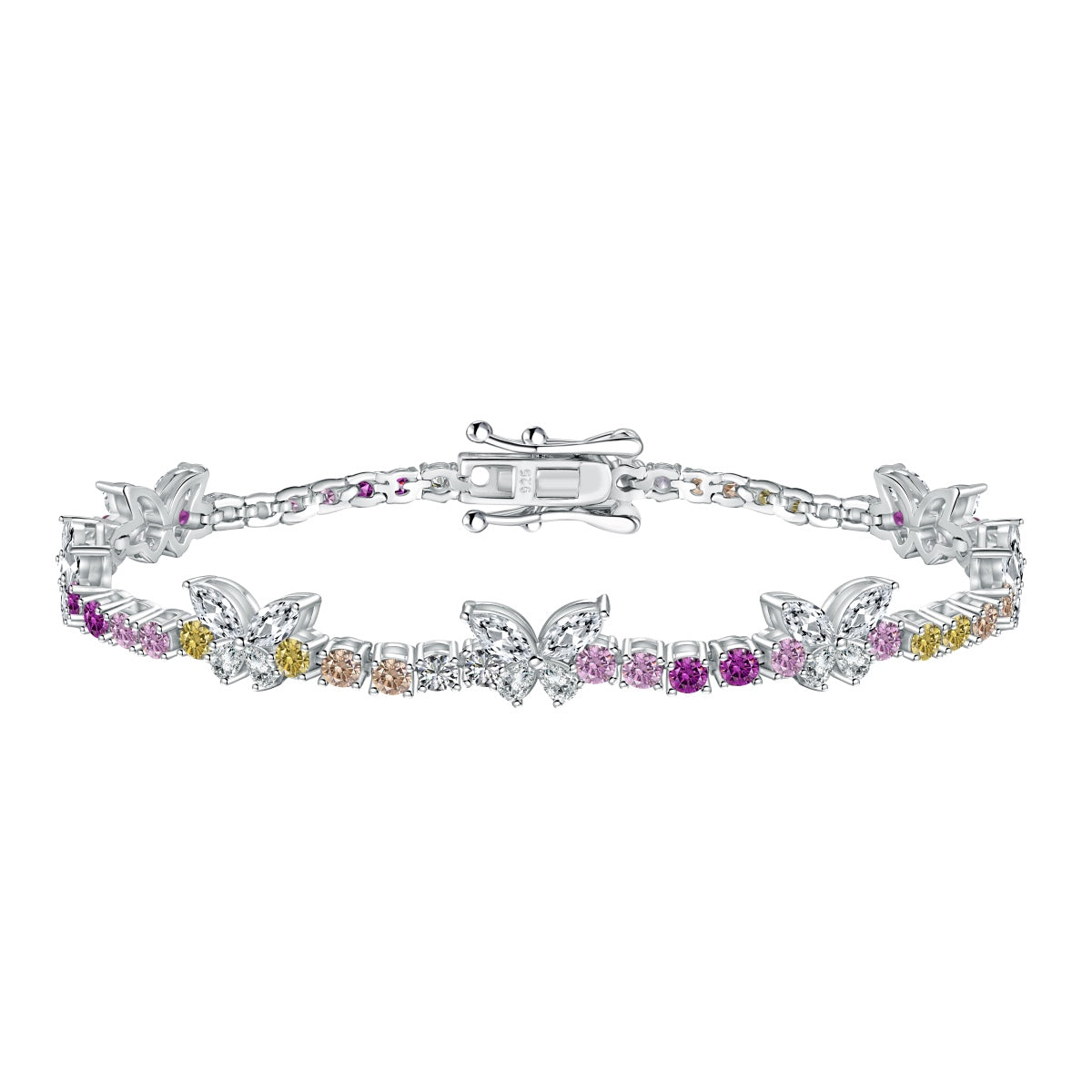 [Violet JW]Ornate Colorful Butterfly Shape Round Cut Daily Bracelet
