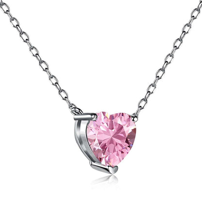 [Violet JW]Heart Shape Main Stone Pendant Collarbone Necklace