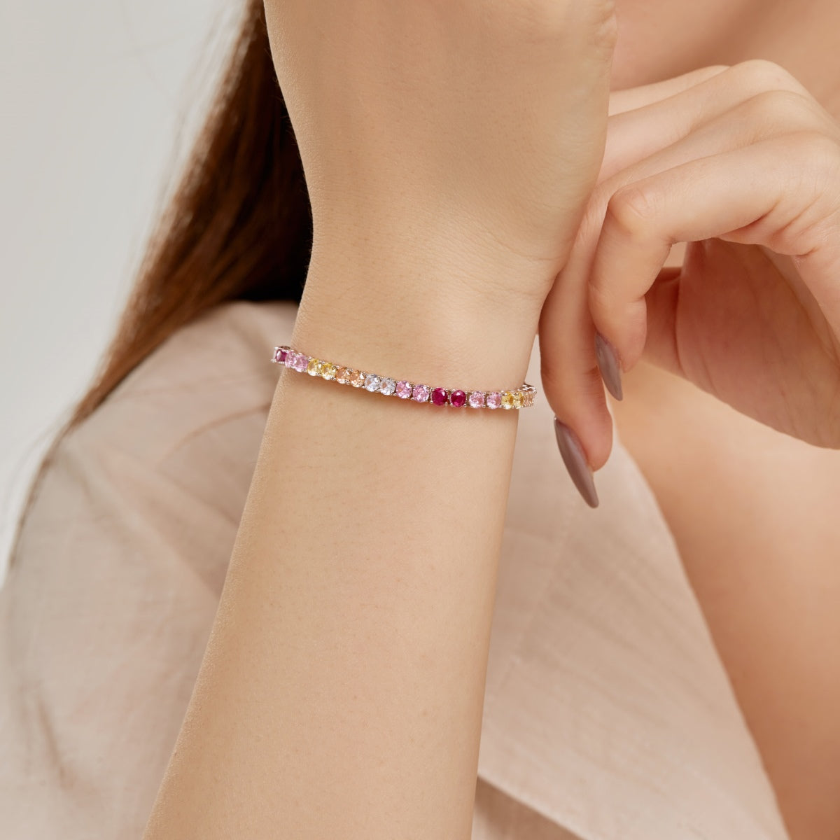 [Violet JW]Radiant Colorful Round Cut Tennis Bracelet