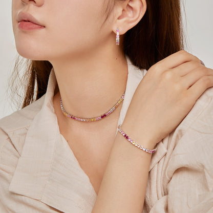 [Violet JW]Radiant Colorful Round Cut Tennis Bracelet