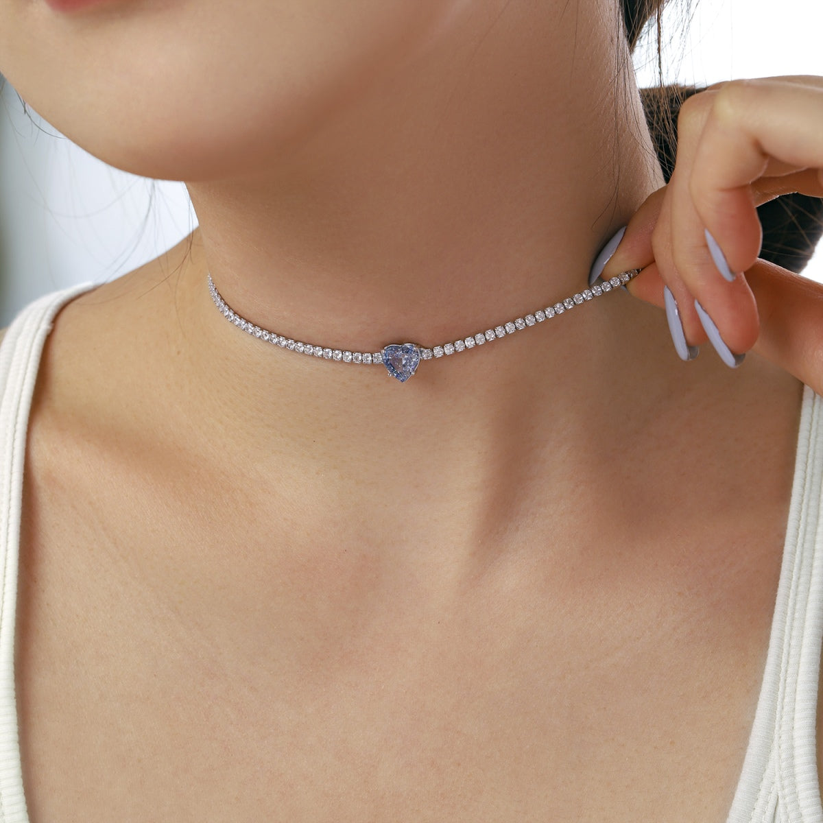 [Violet JW]2.0 Carat Sparkling Tennis Heart Cut Necklace