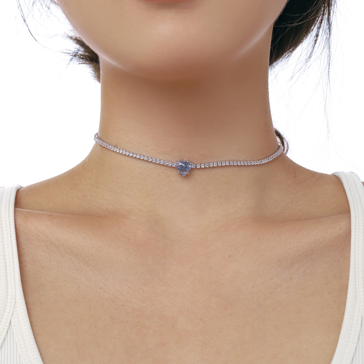 [Violet JW]2.0 Carat Sparkling Tennis Heart Cut Necklace