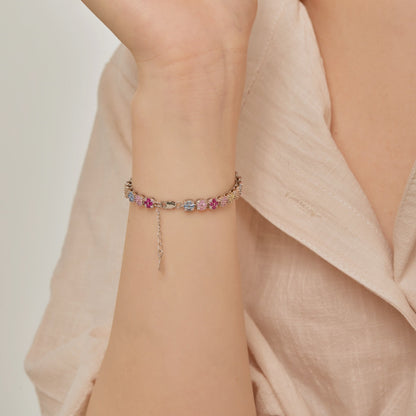 [Violet JW]Delicate Colorful Emerald Cut Daily Bracelet