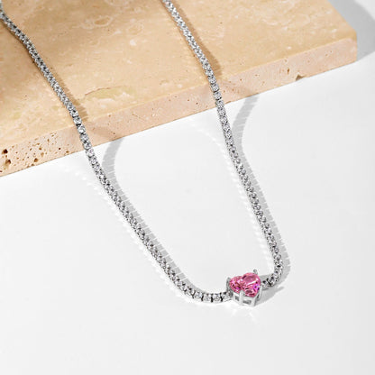 [Violet JW]2.0 Carat Sparkling Tennis Heart Cut Necklace