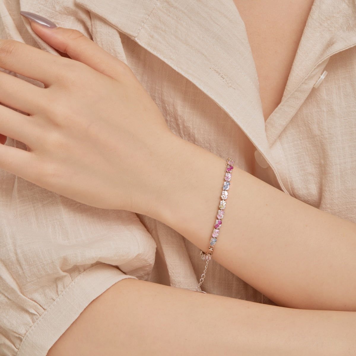 [Violet JW]Ornate Colorful Flower Shape Party Bracelet