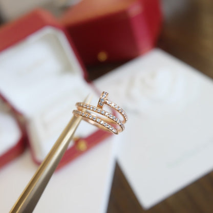 [Baslove]JUSTE RING 1,8 MM ROSGOLD DOPPELREIHIG DIAMANTEN 