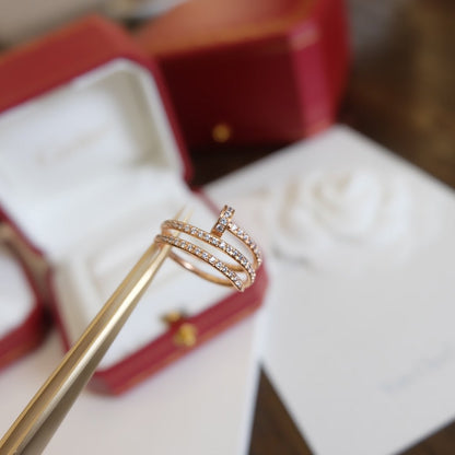 [Baslove]JUSTE RING 1,8 MM ROSGOLD DOPPELREIHIG DIAMANTEN 