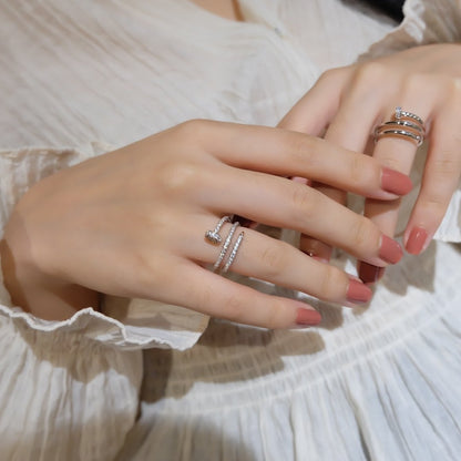 [Baslove]JUSTE リング 1.8MM シルバー ダブルロウ ダイヤモンド