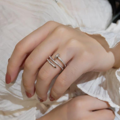 [Baslove]JUSTE リング 1.8MM シルバー ダブルロウ ダイヤモンド