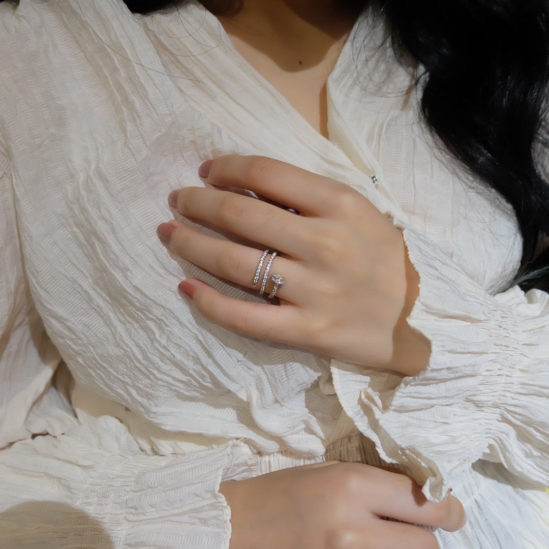 [Baslove]JUSTE リング 1.8MM シルバー ダブルロウ ダイヤモンド