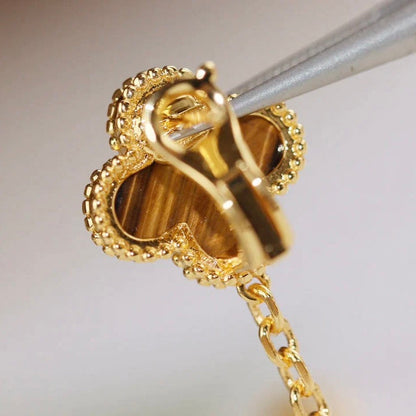 [Baslove] KLEEBLATT 2 MOTIV TIGERAUGE KARNEOL OHRRINGE