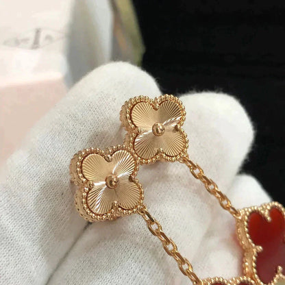 [Baslove]クローバー2モチーフレーザーカーネリアンピアス