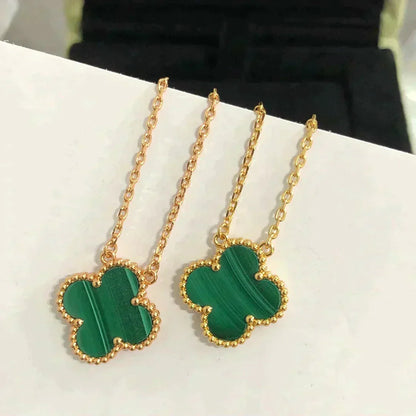 [Violet JW]CLOVER 15MM MALACHITE SINGLE FLOWER  NECKLACE