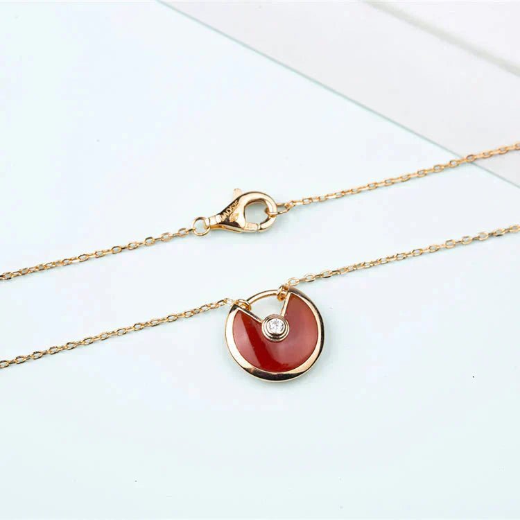 [Violet JW]AMULETTE GOLD CARNELIAN ONYX NECKLACE