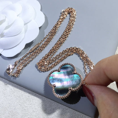 [Violet JW]CLOVER 25MM GOLD DARK MOP BIG CLOVER NECKLACE