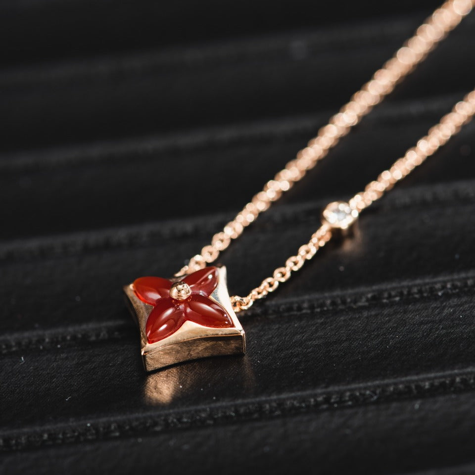 [Violet JW]STAR NECKLACE PINK GOLD 1 DIAMOND