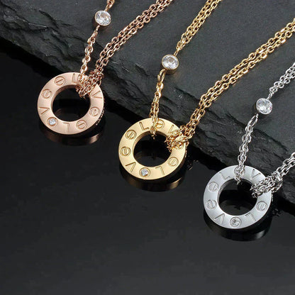 [Violet JW]LOVE NECKLACE 16MM 2 DIAMONDS