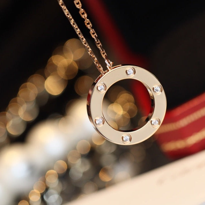 [Baslove] LIEBESHALSKETTE 16MM 6 DIAMANTEN ROSGOLD