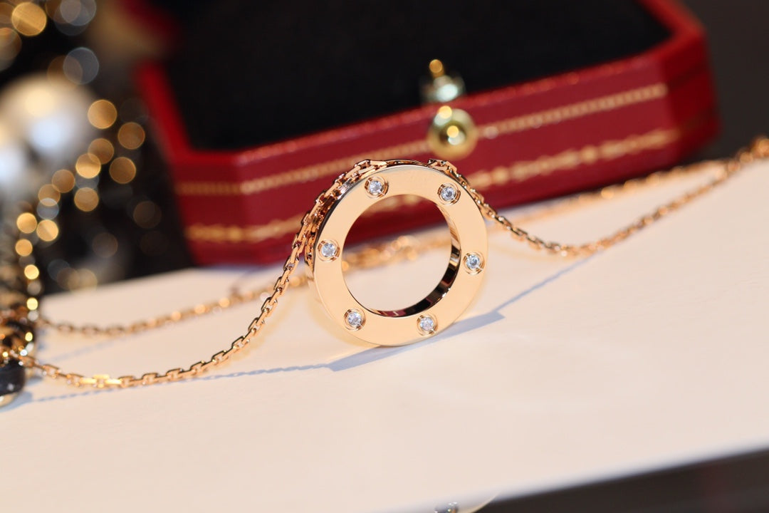 [Baslove] LIEBESHALSKETTE 16MM 6 DIAMANTEN ROSGOLD