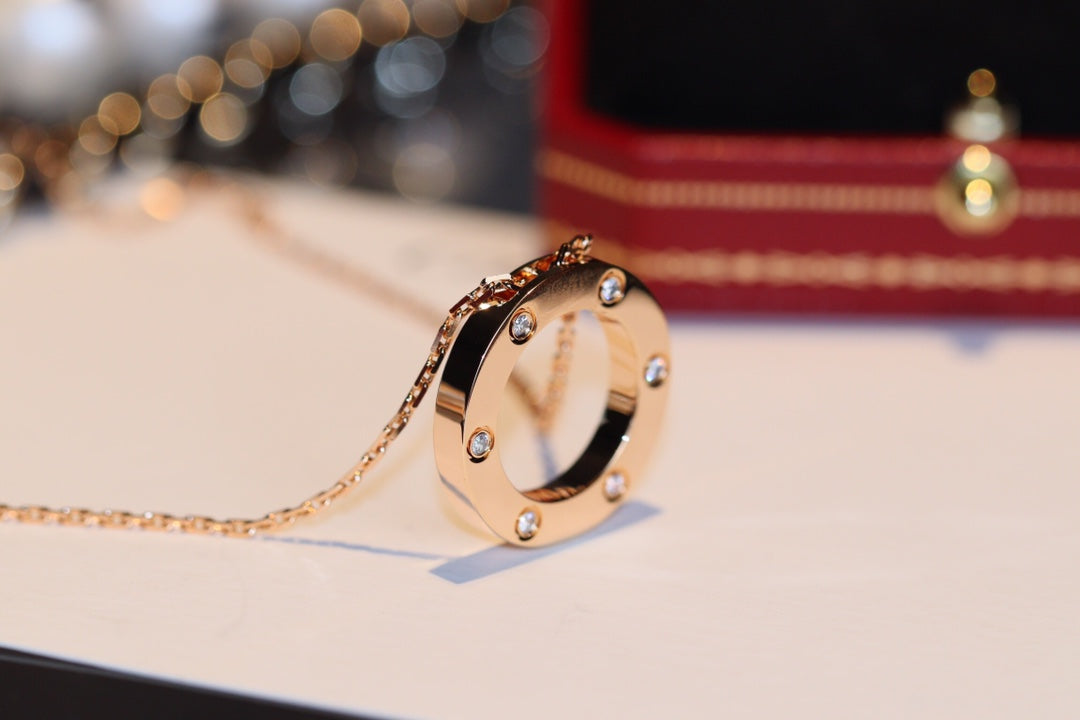 [Baslove] LIEBESHALSKETTE 16MM 6 DIAMANTEN ROSGOLD