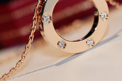 [Baslove] LIEBESHALSKETTE 16MM 6 DIAMANTEN ROSGOLD