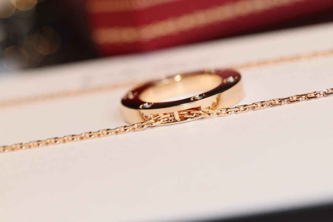 [Baslove] LIEBESHALSKETTE 16MM 6 DIAMANTEN ROSGOLD