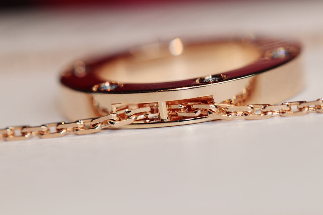 [Baslove] LIEBESHALSKETTE 16MM 6 DIAMANTEN ROSGOLD