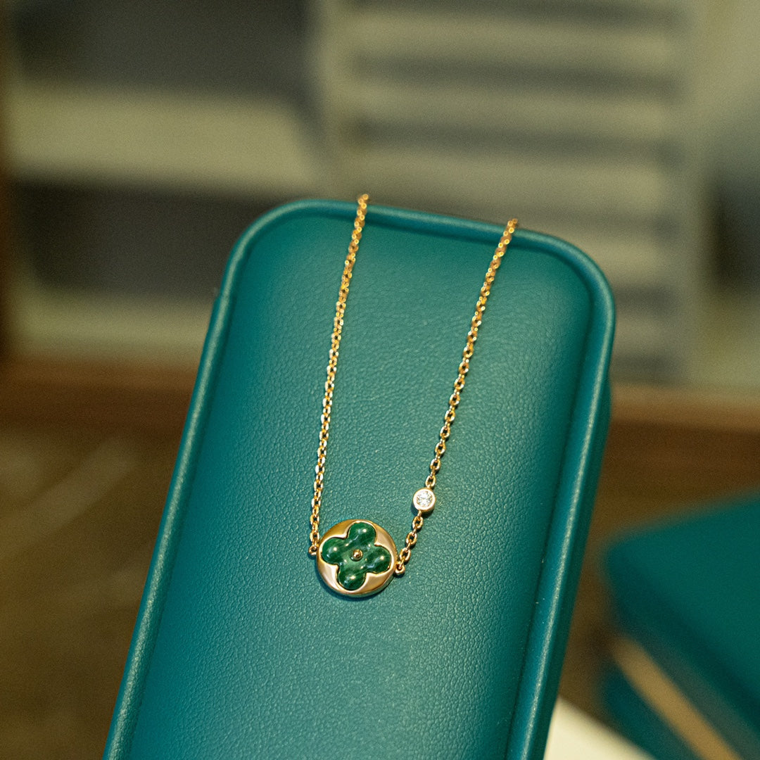 [Violet JW]SUN MALACHITE 1 DIAMOND PINK GOLD BRACELET