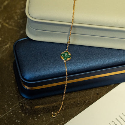 [Violet JW]SUN MALACHITE 1 DIAMOND PINK GOLD BRACELET