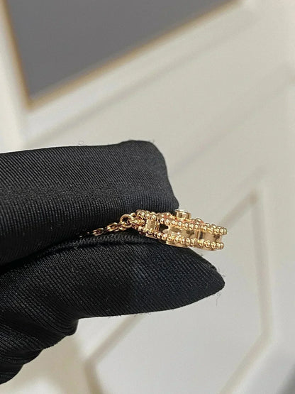 [Violet JW]CLOVER 15MM DIAMOND RHODONITE NECKLACE