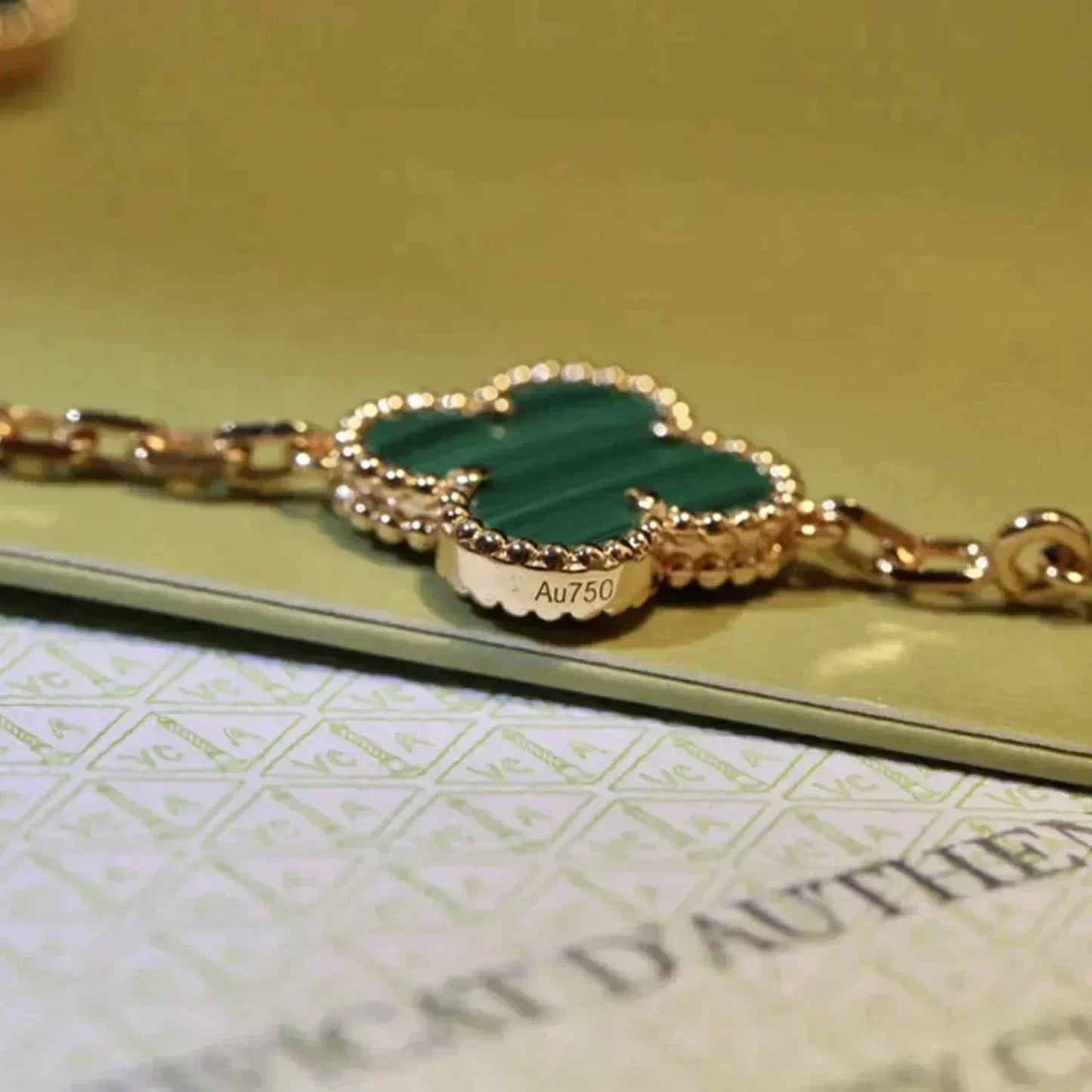 [Violet JW]CLOVER 5 MOTIFS MALACHITE BRACELET