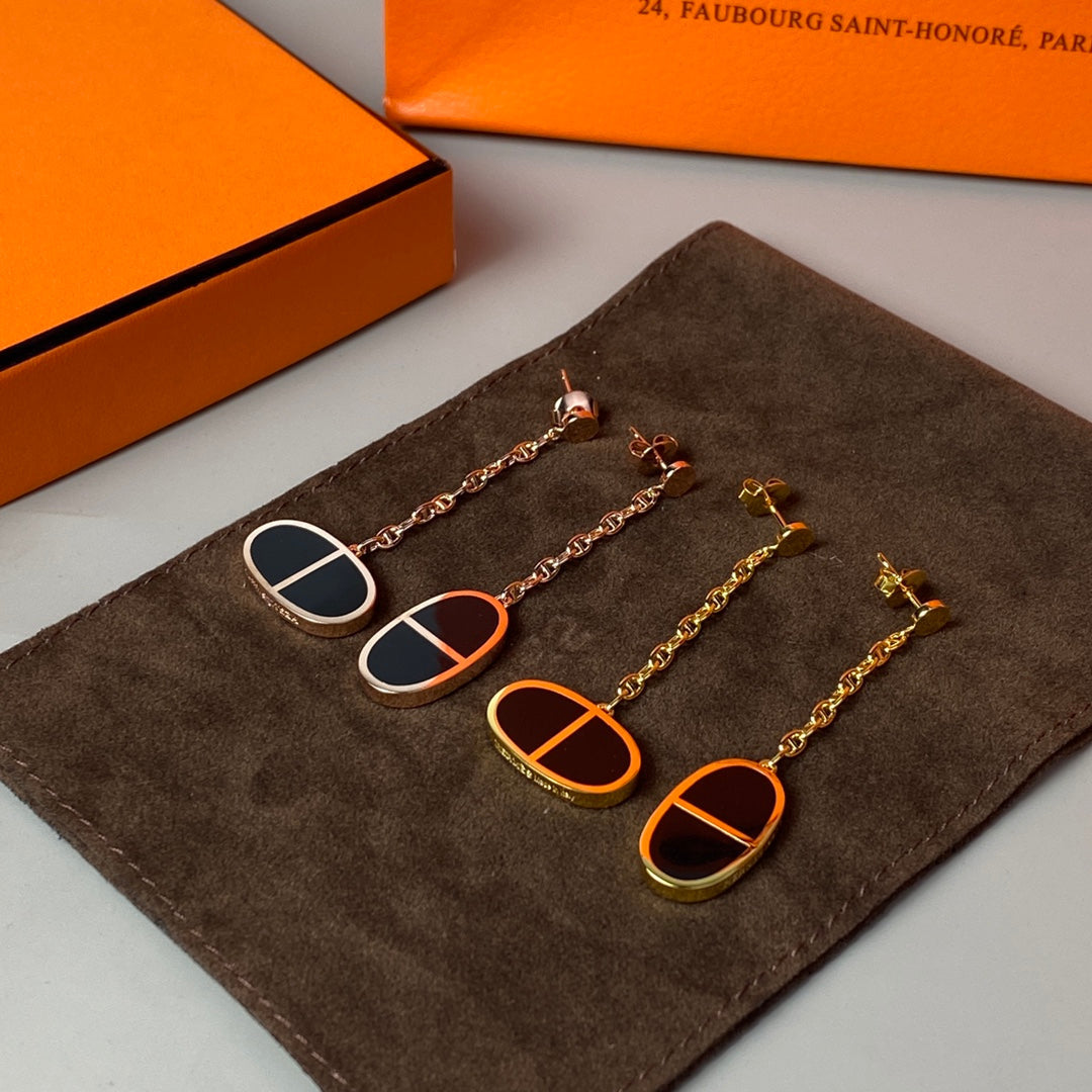 [Violet JW]CHAINE VERSO BLACK CERAMIC EARRINGS