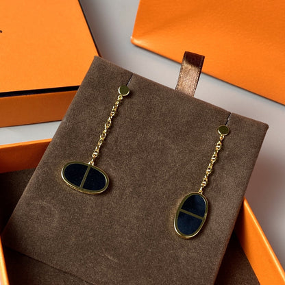 [Violet JW]CHAINE VERSO BLACK CERAMIC EARRINGS