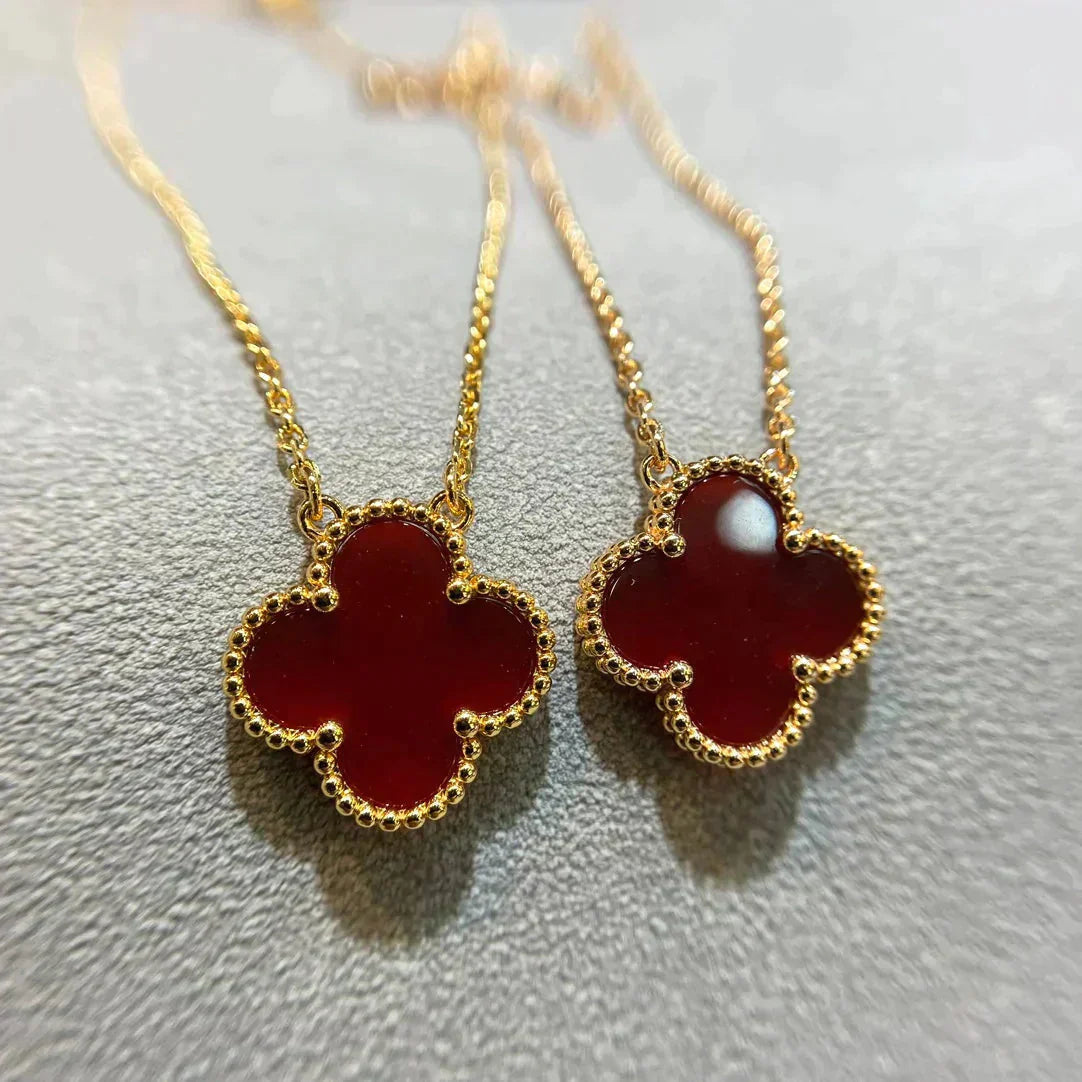 [Violet JW]CLOVER 15MM CARNELIAN SINGLE FLOWER NECKLACE