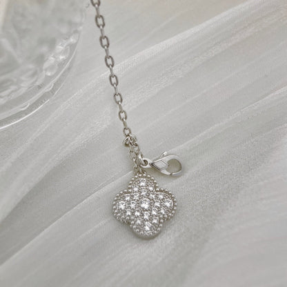 [Violet JW]CLOVER 5 MOTIFS SILVER DIAMONDS NECKLACE