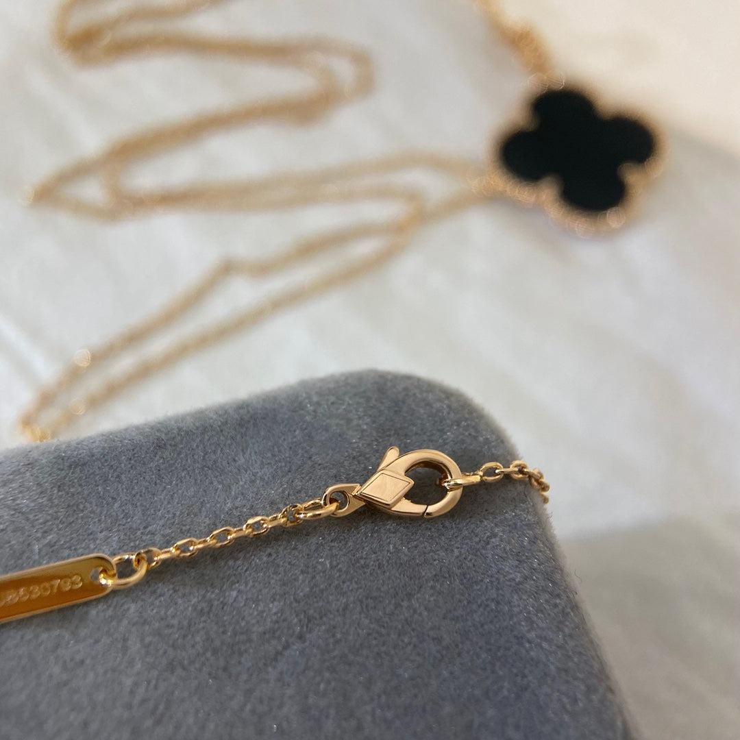 [Violet JW]CLOVER 25MM NECKLACE GOLD ONYX