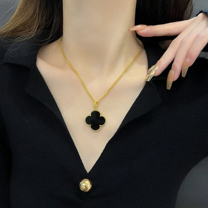 [Violet JW]CLOVER 25MM NECKLACE GOLD ONYX