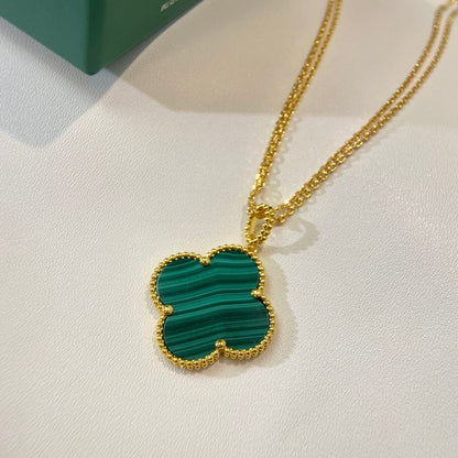 [Violet JW]CLOVER 25MM MALACHITE GOLD NECKLACE
