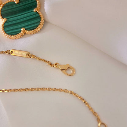 [Violet JW]CLOVER 25MM MALACHITE GOLD NECKLACE