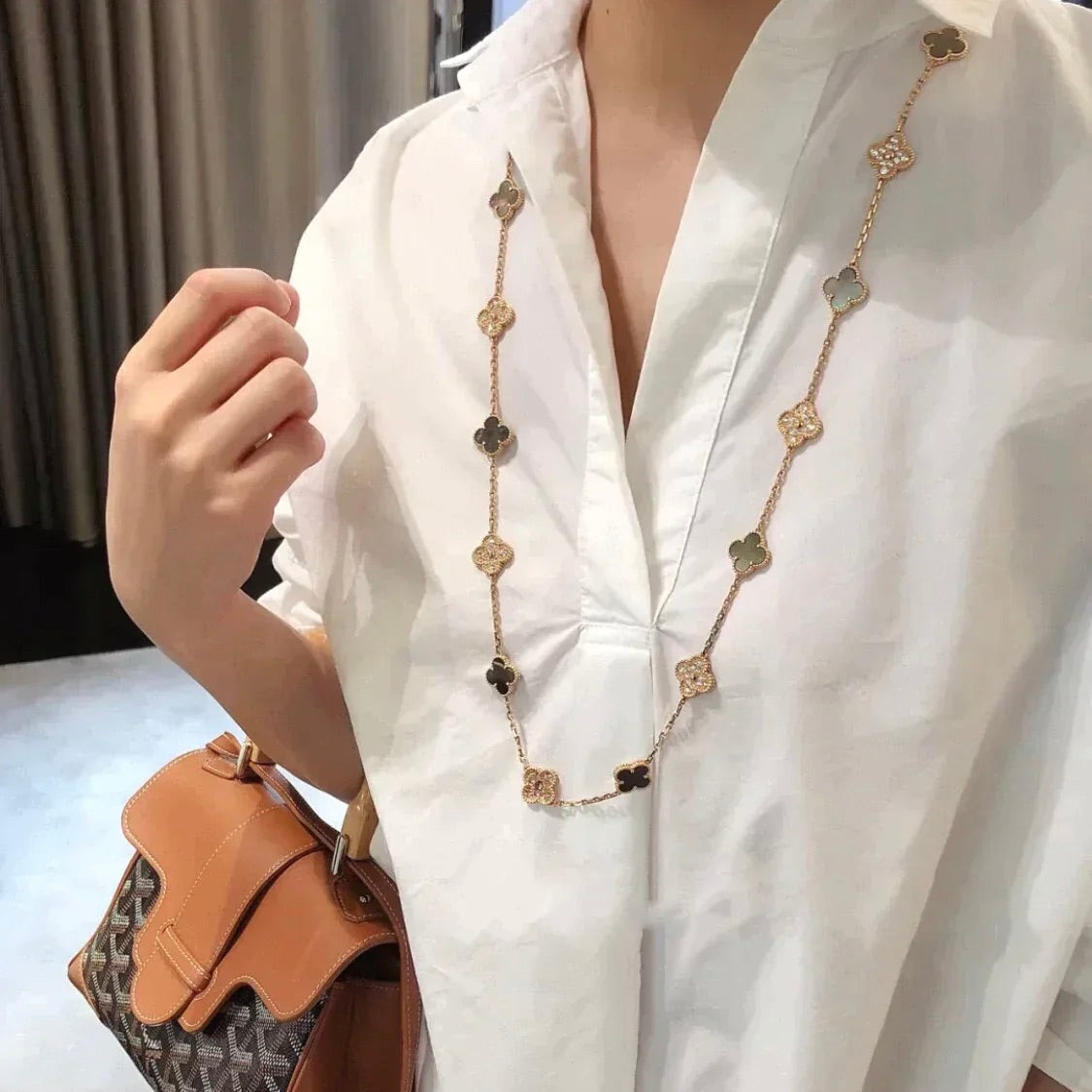 [Baslove]CLOVER 20 MOTIVE DARK MOP DIAMOND HALSKETTE