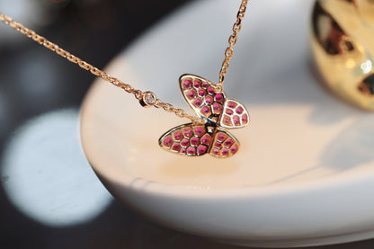 [Violet JW]BUTTERFLY RED DIAMOND ROSE GOLD NECKLACE