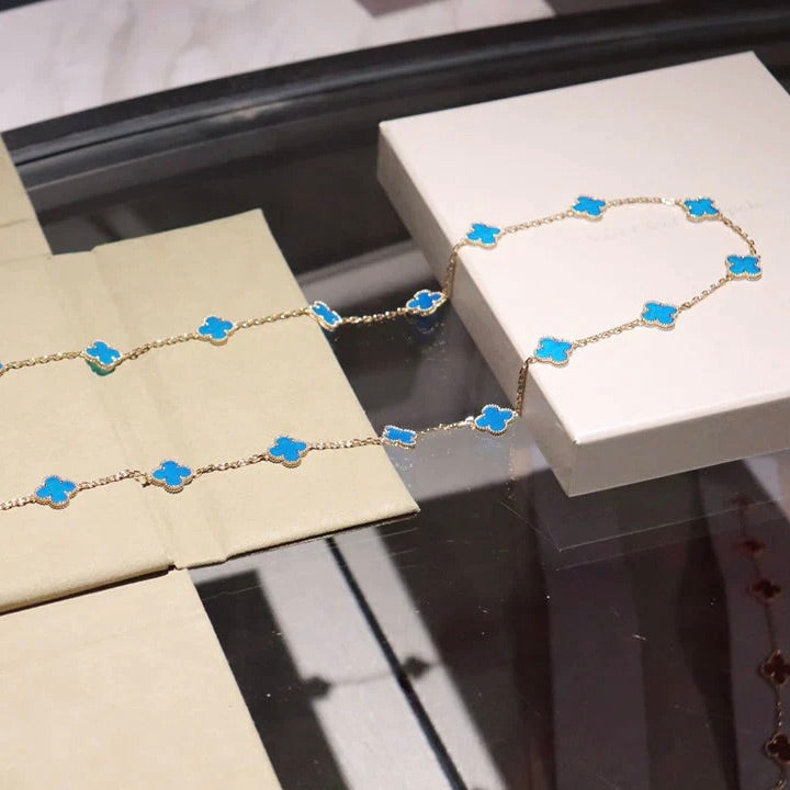 [Baslove]クローバー 20 モチーフ ターコイズ ゴールド