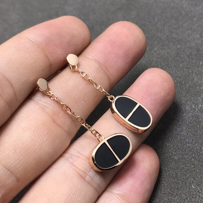 [Violet JW]CHAINE VERSO BLACK CERAMIC SILVER EARRINGS