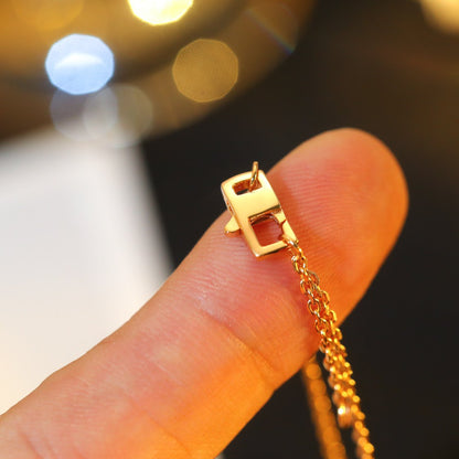 [Baslove]スターアンドサンダイヤモンドピンクゴールドネックレス