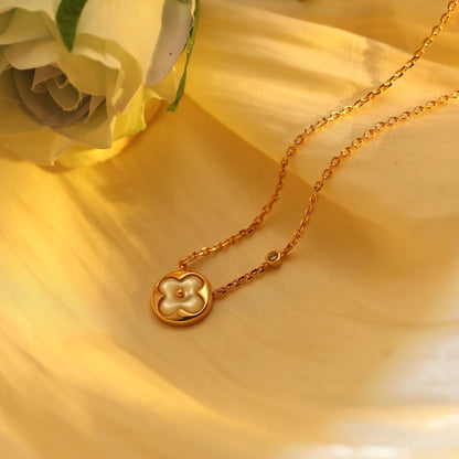 [Violet JW]SUN PEDANT PINK GOLD 1 DIAMOND NECKLACE