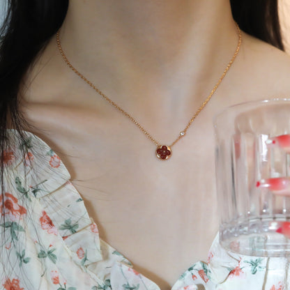 [Violet JW]SUN PEDANT PINK GOLD 1 DIAMOND NECKLACE