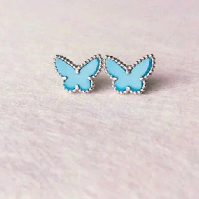 [Violet JW]BUTTERFLY TURQUOISE EARRINGS SILVER