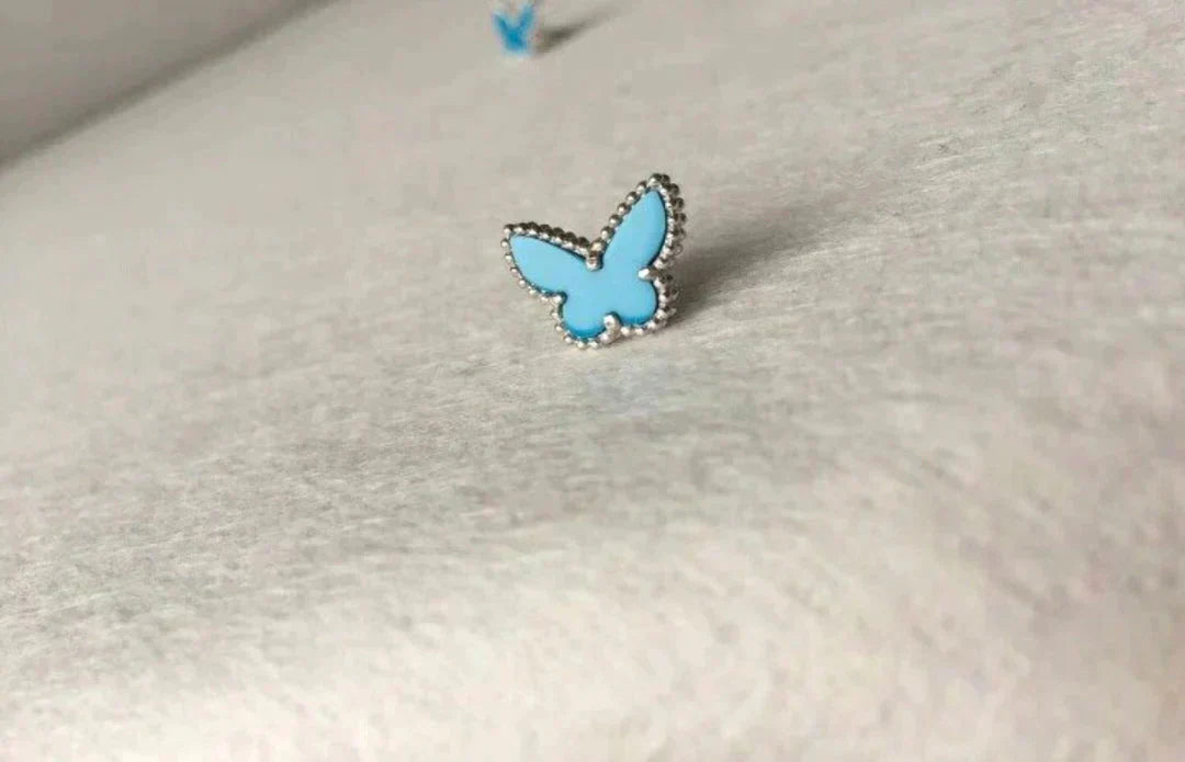 [Violet JW]BUTTERFLY TURQUOISE EARRINGS SILVER