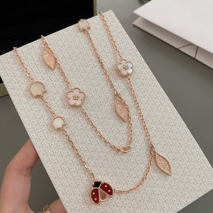 [Violet JW]LUCKY SPRING 15 MOTIFS ROSE GOLD NECKLACE